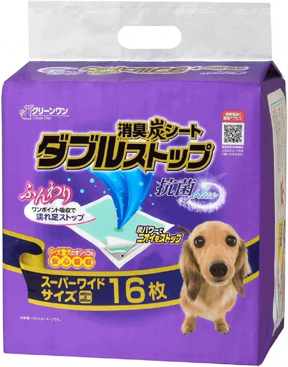 【4個セット】クリーンワン消臭炭シートダブルストップスーパーワイド16P