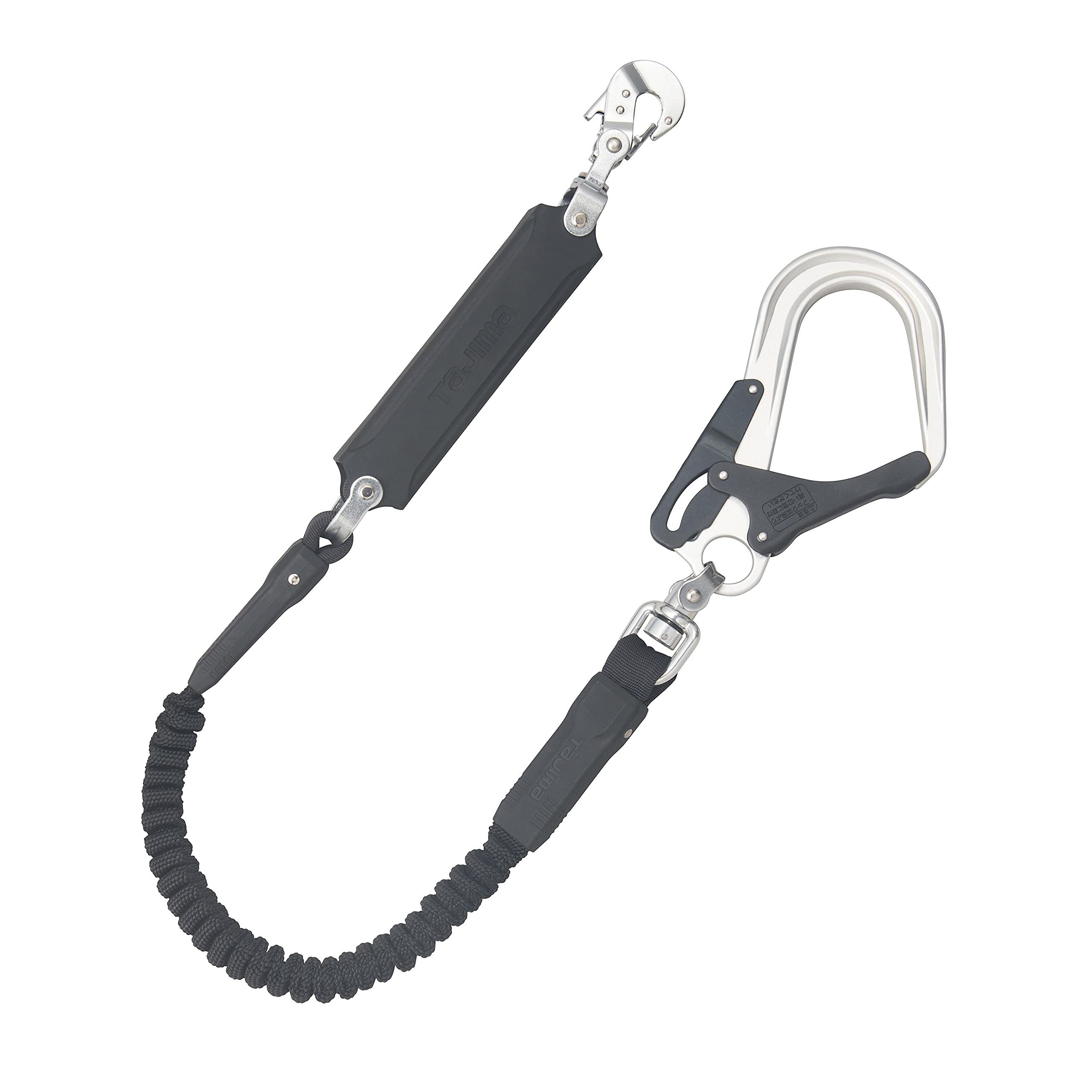 タジマ 新規格安全帯 ハーネス用シングルランヤード 短くなるので邪魔にならない蛇腹式 ランヤード長150cm アルミゲート採用の軽量アルミ鍛造フックL8 ランヤードが絡まりにくいより戻し付 A1JR1