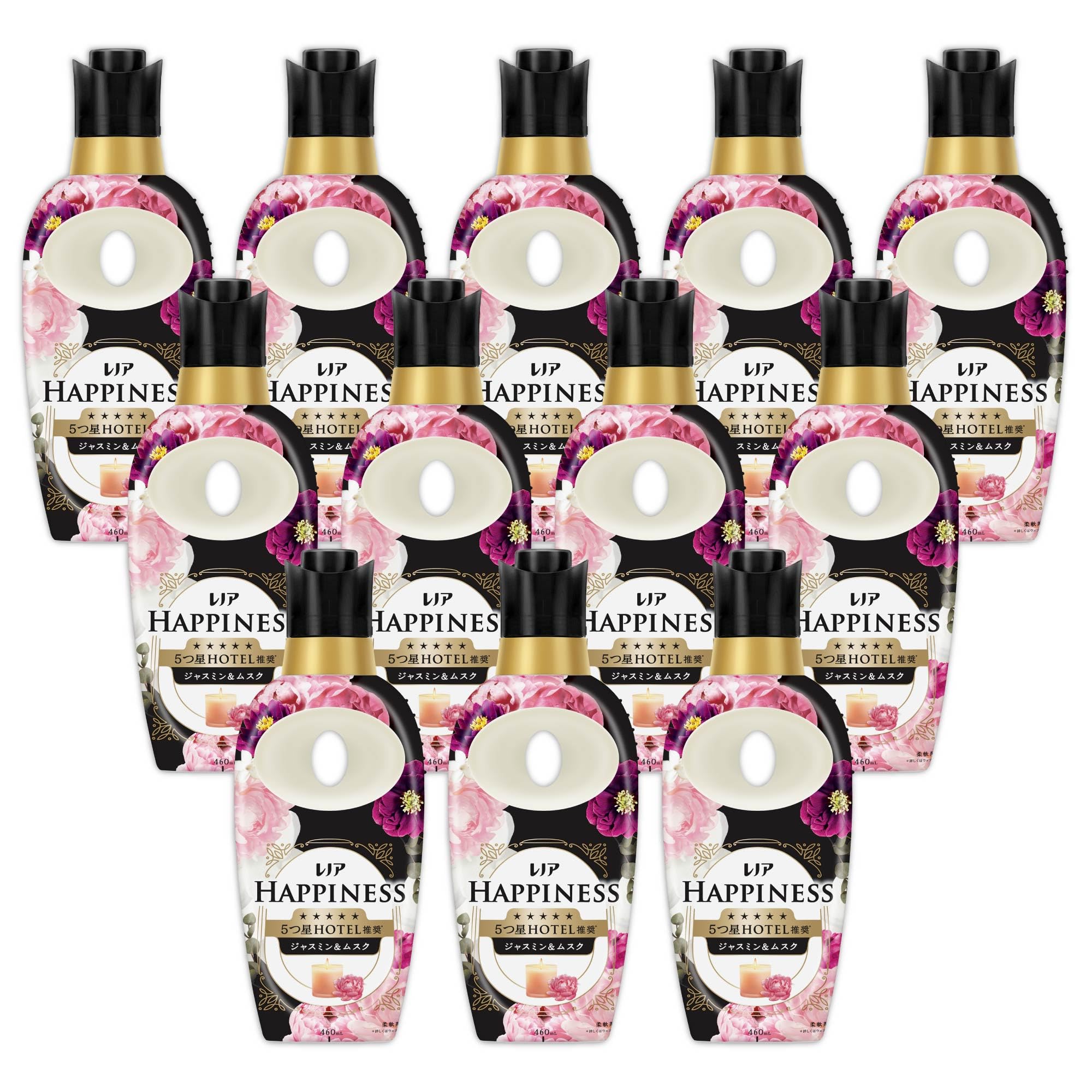 レノア ハピネス 5つ星ホテルの夢ふわタッチ 柔軟剤 ジャスミン＆ムスクの香り 本体 460mL×12本 [ケース品]