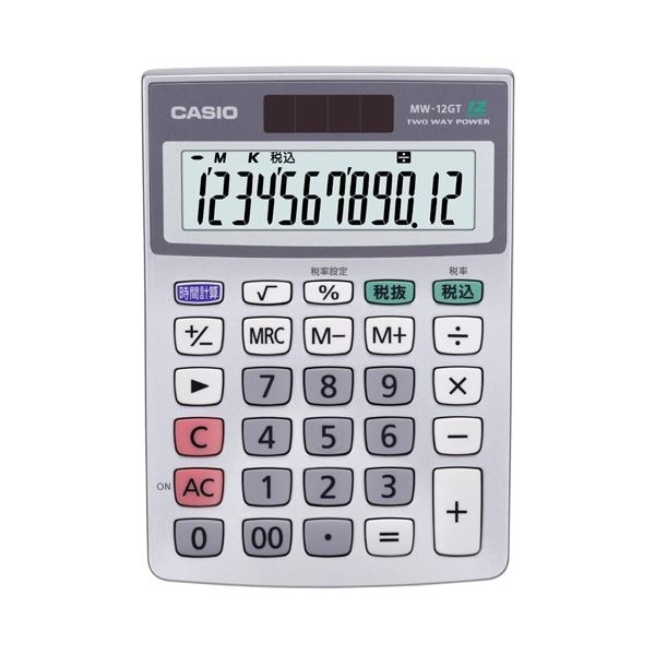 （まとめ）カシオ 特大表示電卓 12桁ミニジャストサイズ MW-12GT-N 1台[x3セット]
