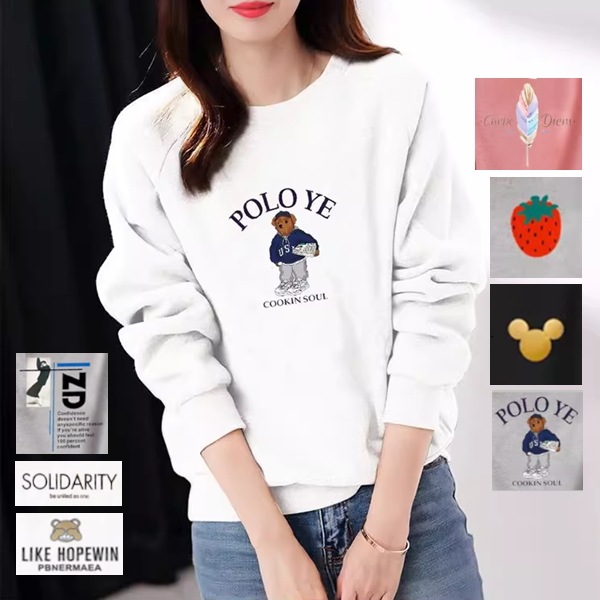 色＆プリント柄８種類 レディース トップス セーター トレーナー スウェット ジャージ アウター 長袖 クルーネック ノーカラー ストレート フェミニン 伸縮性 かわいい 大人可愛い シンプル