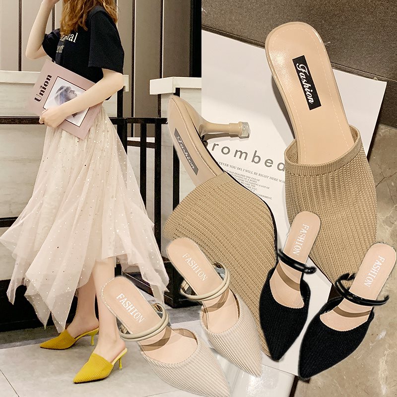 【1つ買うと10個無料】4種類大人気 韓国ファッション豪華流行パンプス 靴ブーツハイヒール痛くない 疲れない 歩きやすい サンダル美脚 脚長 ヒール通勤 シンプル ベーシッ編組ヴィンテージハーフスリッ