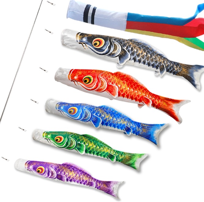 OKBABY 鯉のぼり こいのぼり 庭園用 大型鯉 3m 屋外 鯉5匹 吹流し3m 撥水加工 3メートル 端午の節句 初節句