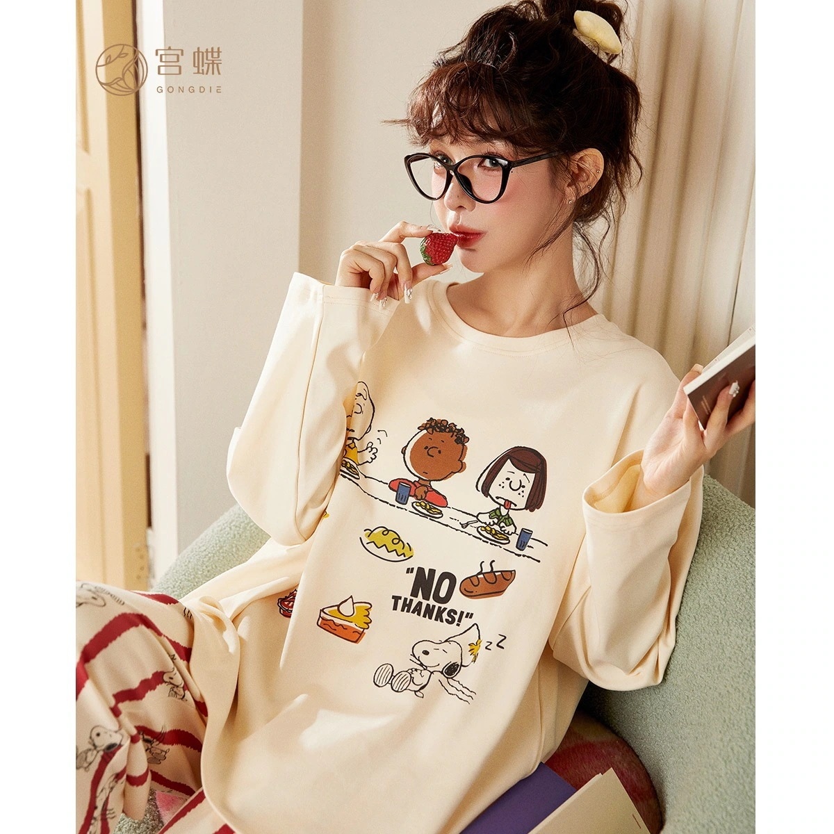 【急速出荷!】スヌーピー 純綿パジャマ レディース 長袖 カジュアル 春秋 家着セット