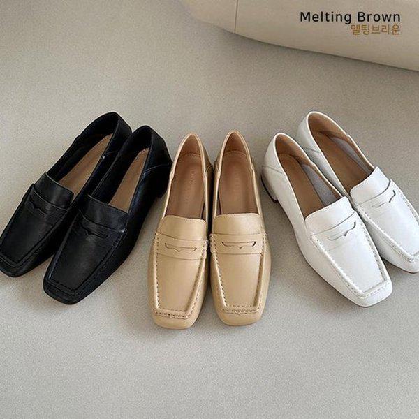 女性スクエアトゥペニーローファーシューズ MT02