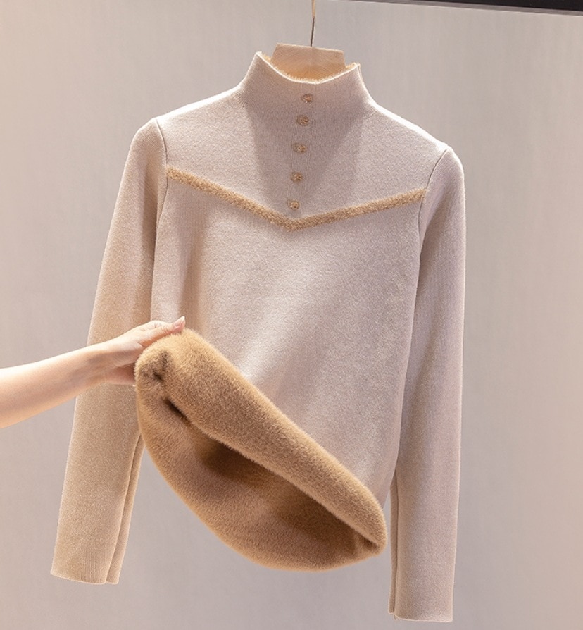 デート モテアイテム カットソー ニットソー 長袖 ミドルネック もこもこ モコモコ 裏起毛 可愛い きれいめ 上品 おしゃれ かっこいい 可愛い ラブリー キュート ガーリー クール