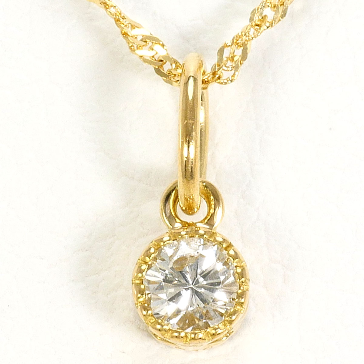 K18 18金 YG イエローゴールド ネックレス ダイヤモンド 0.10ct 総重量約0.9g 約39cm 中古
