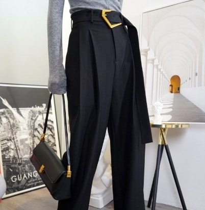 ボトムス ワイドパンツ ストレートパンツ ロング丈 ストレート デザイン タック 美ライン ニュアンス ベルト ウエストマーク かわいい 大人可愛い きれいめ シンプル カジュアル 大人 上品その他 パンツ