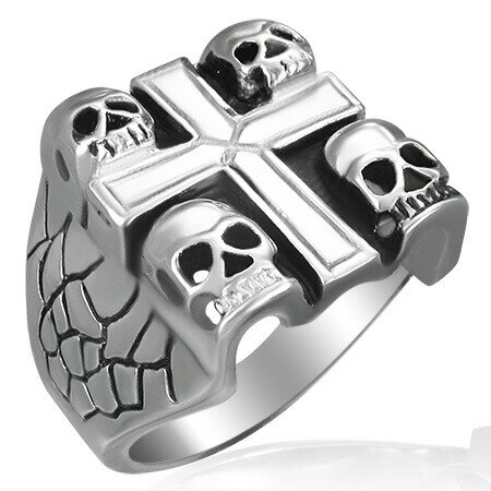 グレイブスカルステンレスリング（RMT051）指輪 19号 クロス 十字架 ドクロ ガイコツ 髑髏 墓場サージカルステンレス316L 男性 女性 プレゼント アクセサリー r0545xxxxxxxx