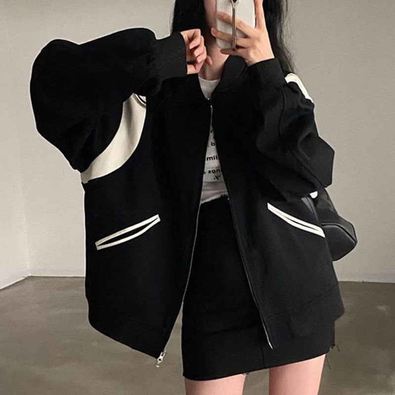 韓国デザイン秋服ゆったりカジュアルスタジャン