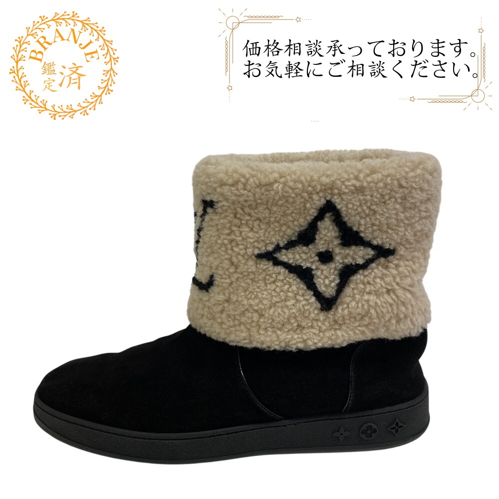 ショートブーツ スノードロップライン ムートン ブーツ ブラック ブランド