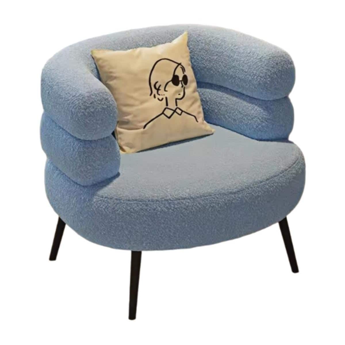 EZweekendシングルソファ幅67 cmシングルソファ快適な北欧風メイクチェアメイクチェアベッドルームファッション北欧 (ライトブルー ラムウールのスポンジクッションです)