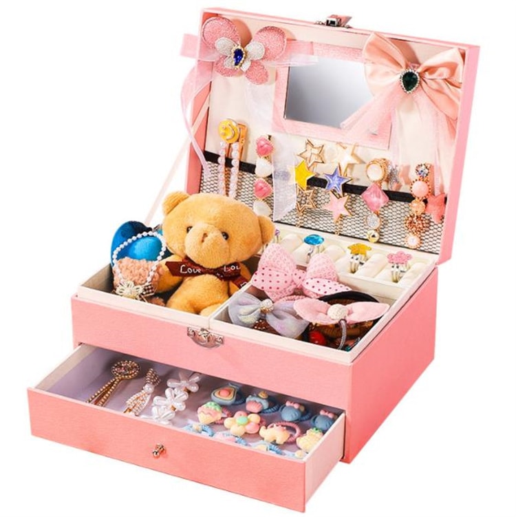 早い者勝ち 子供の髪飾り 人形 53点セット 斜めがけバッグ 可愛い ギフトボックス ヘアピン ヘアピン 皮筋 頭飾り 誕生日ギフトボックス