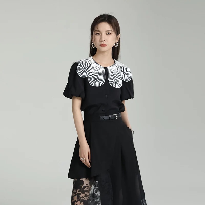 新作 おしゃれ 流行り 気質 バブル袖 半袖 Tシャツ シャツ 着痩せ 百掛け tシャツ 半袖 レディース uvカット ノースリーブ ロンt Tシャツカットソー リボン