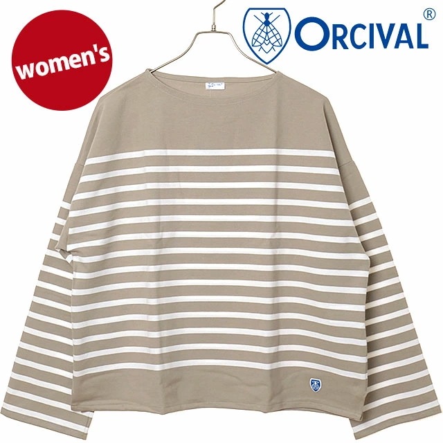レディース ワイドボディ ボートネックプルオーバー [#6929] トップス カットソー 長袖Tシャツ フランス製 ベージュ TAUPE/WHITE 正規取扱店