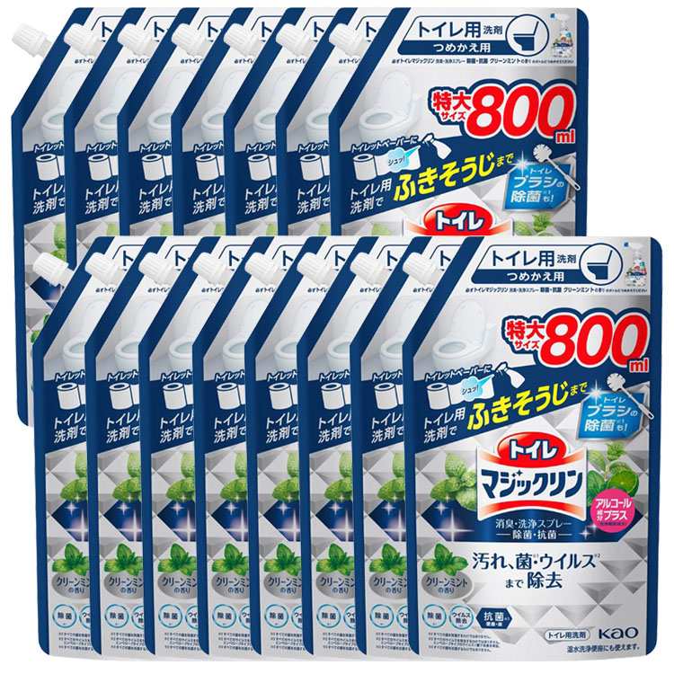 【イチオシ商品】洗剤 日用消耗品 トイレ洗剤 【15個セット】トイレマジックリン 消臭洗浄スプレー 除菌抗菌 スパウトパウチ 800ml (D) メガ割