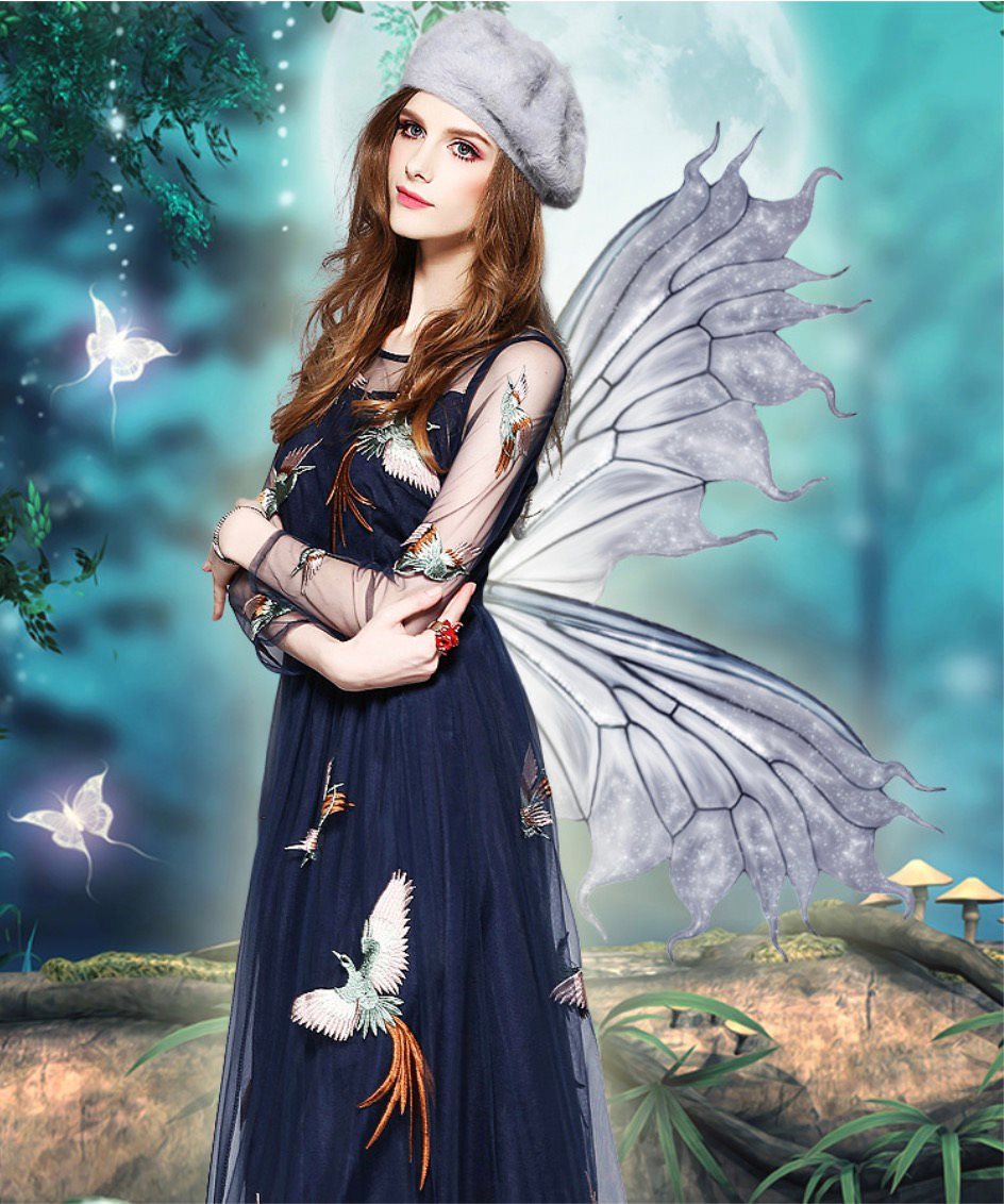 パーティードレス 結婚式 ワンピース お呼ばれ 二次会 披露宴 結婚式ドレス レディース 謝恩会 食事会 ナチュラル パーティードレス ワンピース 長袖 ロング 刺繍 レディースファッション