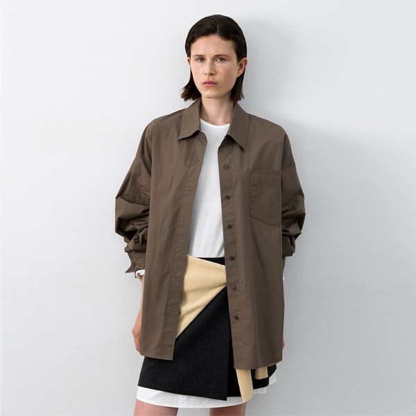 (BL-4366)ESSENTIAL SOLID COTTON OVERSIZE SHIRT