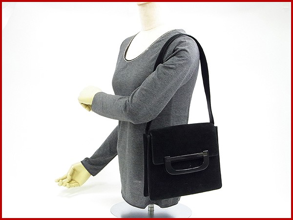 ショルダーバッグ ワンショルダー スウェード ブラック 中古