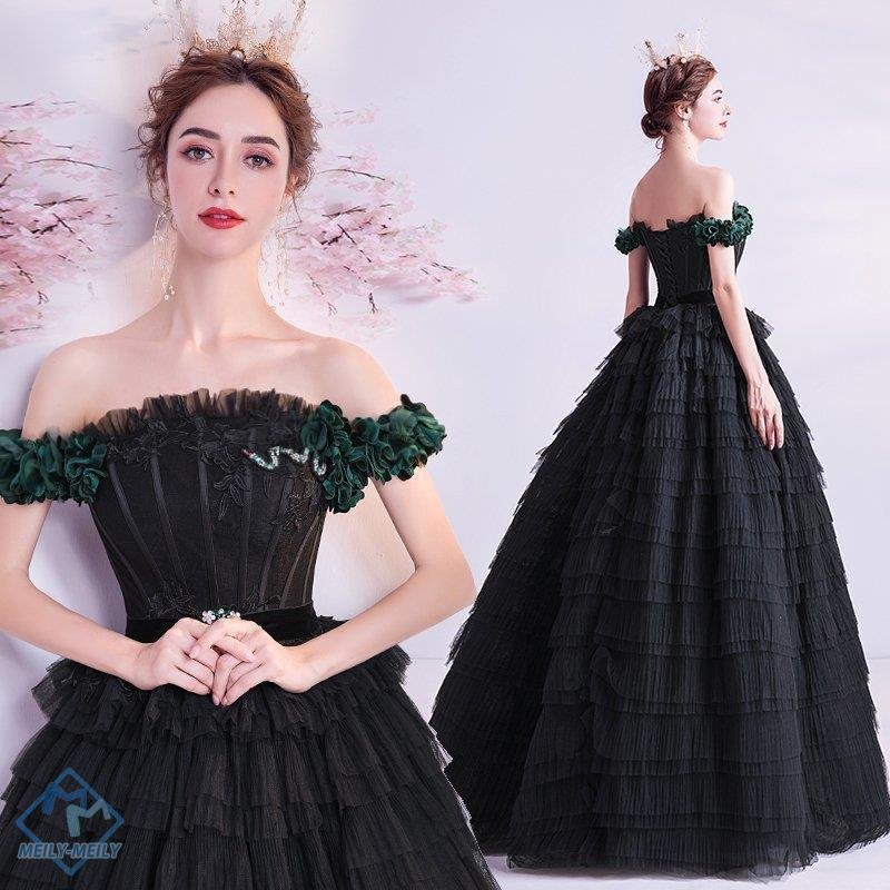 カラードレス 演奏会用ロングドレス ウエディングドレス 黒 ピアノ 声楽 XXS XS S M L