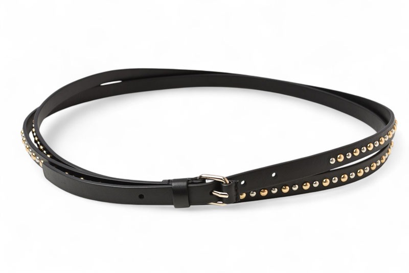 ベルト スタッズ ダブルレザーベルト ブラック ユニセックス メンズ レディース 本革 黒 ベルト 12,870円