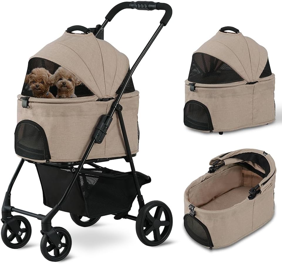 アイリスオーヤマ 3WAY ペットカート 小型犬 中型犬 ベージュ 犬用 分離型 折り畳み TPC-990