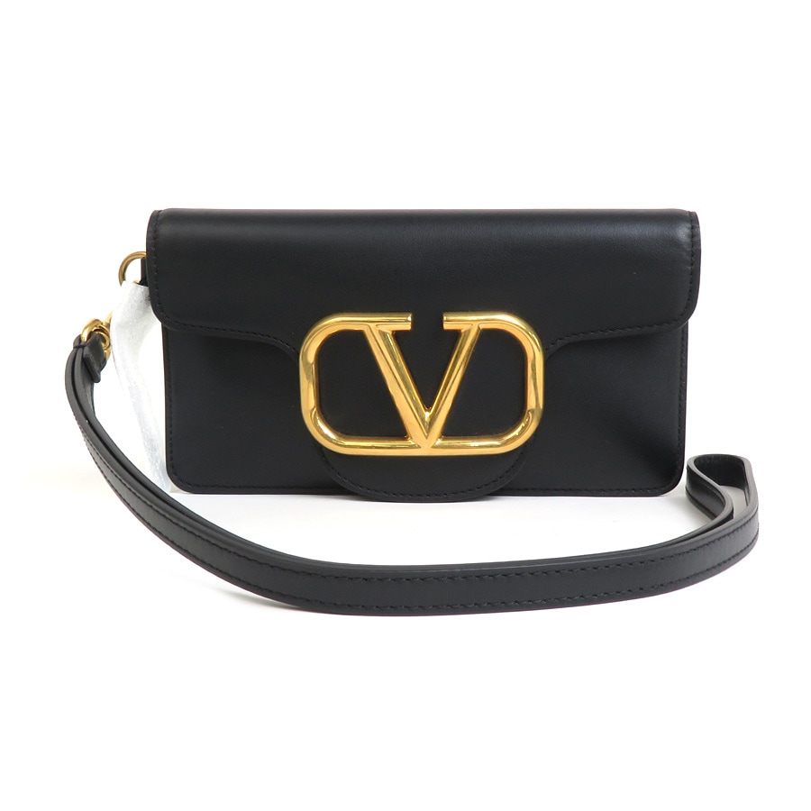 ヴァレンティノ ガラヴァーニ Valentino Garavani スマートフォンケース スマートフォンポーチ Ｖロゴ レザー ブラック ユニセックス 55466i
