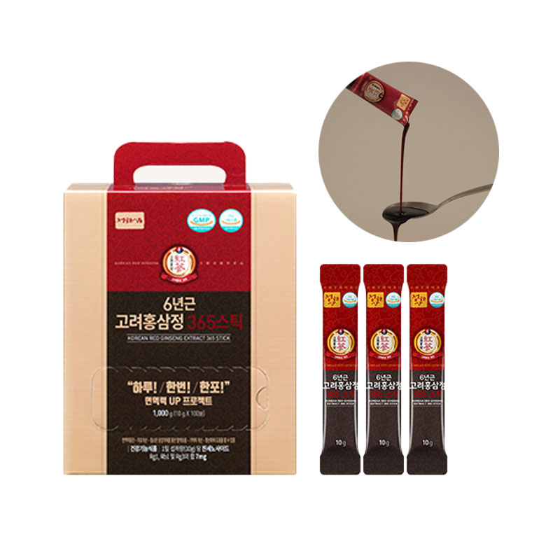 6年根 高麗紅参精 365スティック 紅参スティック 10g x100包 (100日分) 大容量
