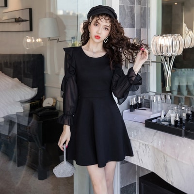 ワンピース デート ショート ショート丈 袖あり スリム タイト 細身 かわいい 大人可愛い きれいめ シンプル カジュアル 大人 上品 おしゃれ お洒落 主役級 存在感 春 秋 10代 20代