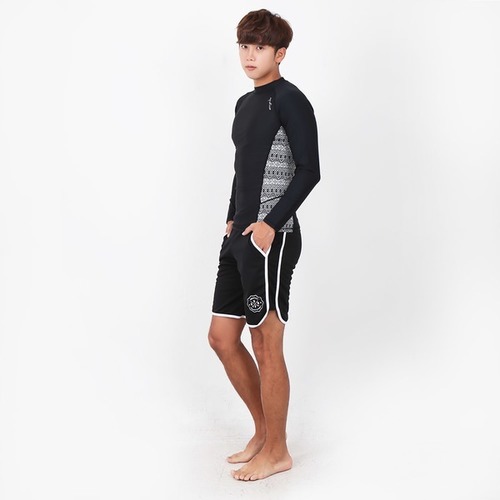 メンズラッシュガード+トランク ショートパンツ セット AQAMAG-TR