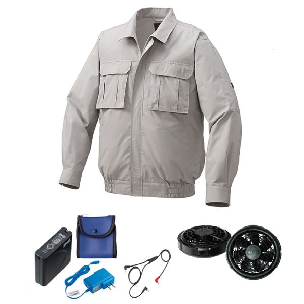 KU91900 空調服 綿薄手 脇下マチ付 FAN2300B/LISUPER1 シルバー LL