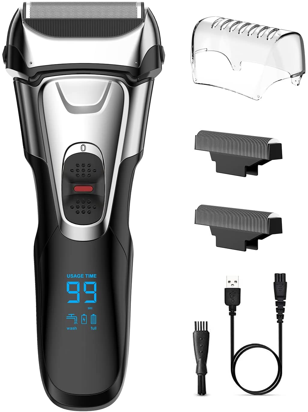 メンズシェーバー 電気シェーバー ひげそり 3枚刃 ウェット&ドライ髭剃り 電動 往復式 お風呂剃り可 IPX7防水 トリマー付き 替刃付き ABY-070