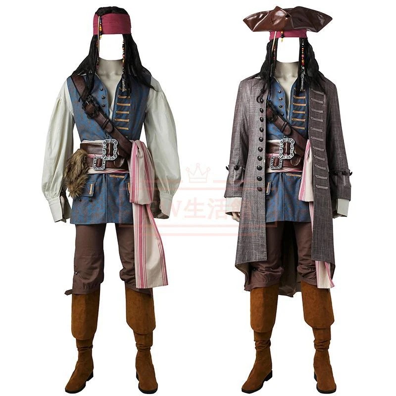 【新品開催 即納】ジャック・スパロウ パイレーツ・オブ・カリビアン 最後海賊 コスプレ衣装+ブーツ 激安 アニメ コスチューム 仮装 cosplay