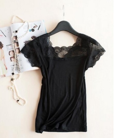 レース半袖インナー トップス ロング丈 袖あり 綿 インナー 爽やか 大人スタイル 大人可愛い きれいめ シンプル カジュアル 大人 上品 おしゃれ かっこいい レトロ アジアン 大人可愛い 大人女子