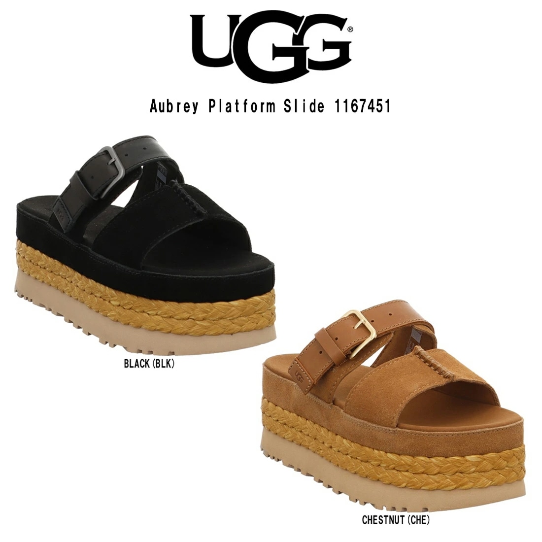 (SALE)UGG レディース オーブリー スライド サンダル プラットフォーム スエード レザー シューズ 厚底 リゾート 女性用 靴 W Aubrey Slide 1167451