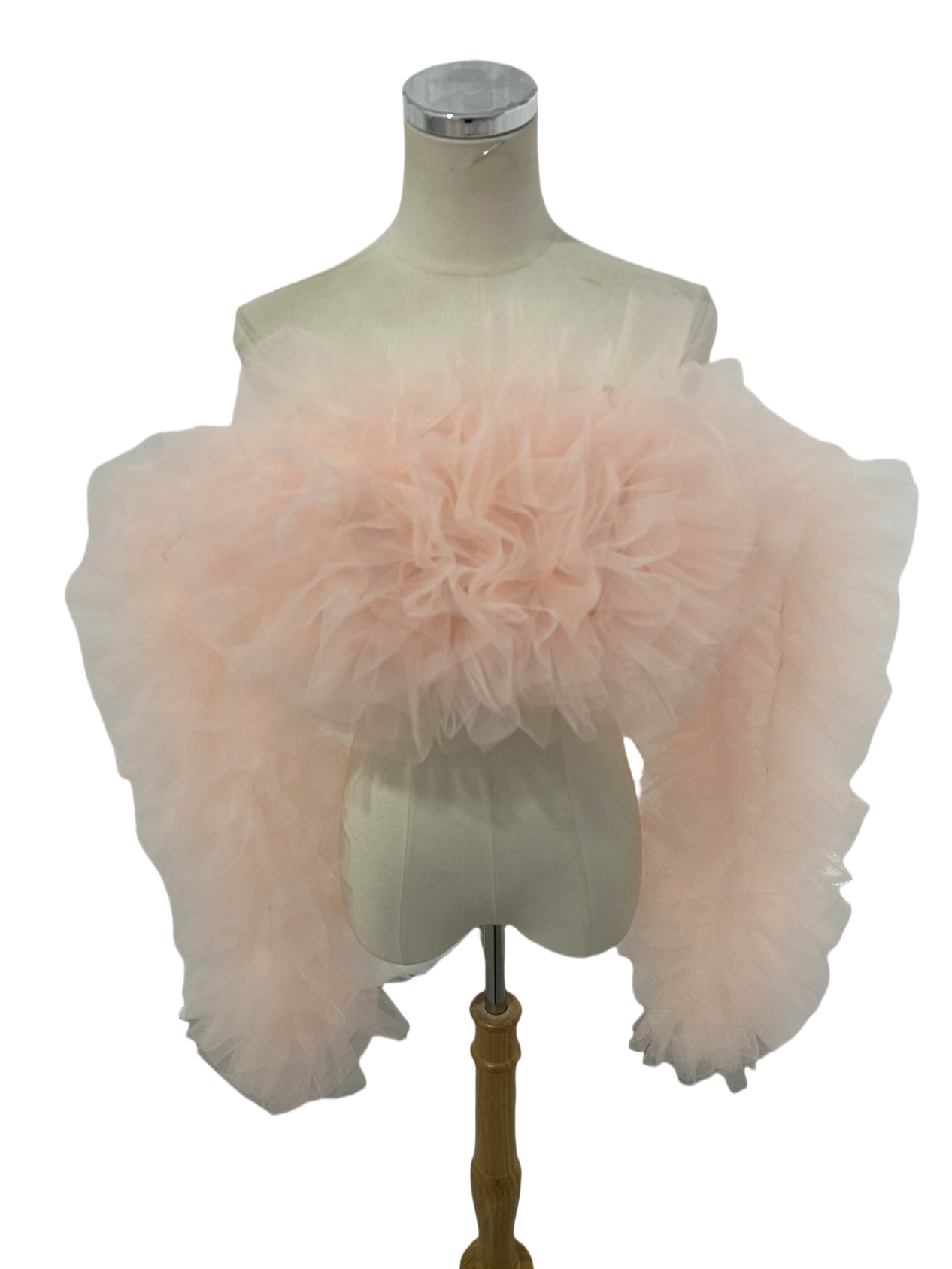 トップス ピンク ソフトチュール オフショルダー 長袖 もこもこ 可愛い 前撮り