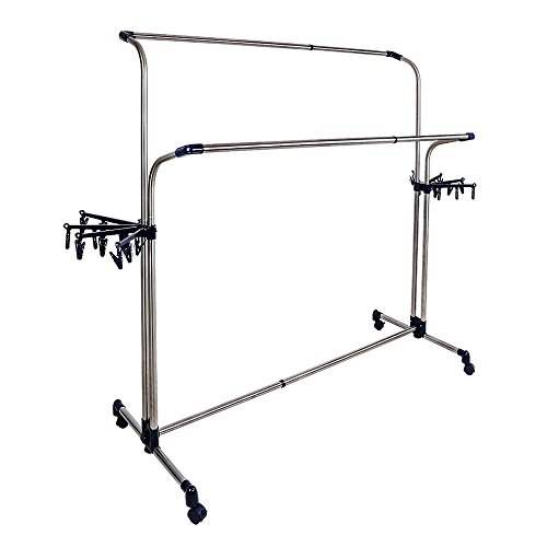BAOYOUNI ステンレス製ものほし台 ベランダ物干し 物干しスタンド キャスター付 特大洗濯物干 8,830円
