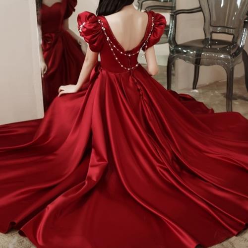 2点購入で200円割引期間限定オファー パーティードレス ロングドレス イブニングドレス 韓国 カクテルドレス 春 夏 秋 冬 おしゃれ 可愛い パフスリーブ バックコンシャス タイト フレア レース