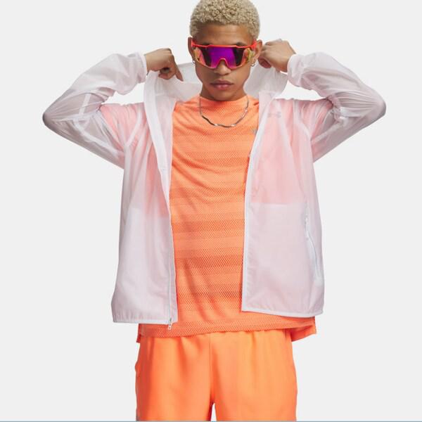 6009509-100 ホワイト 男性 UA ベロシティ プロ ライトウェイト 男性 ジャケット ウインドブレーカー 撥水防風