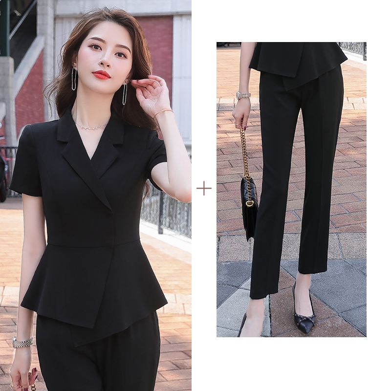 夏の半袖キャリアスーツハイエンド女性用薄手スーツ