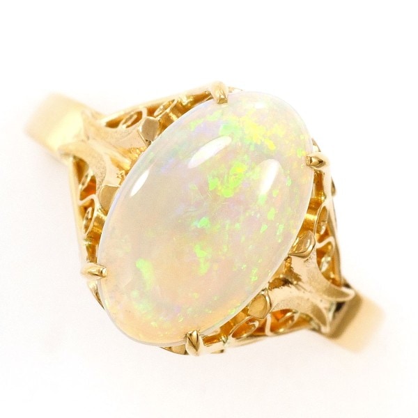 K18 18金 YG イエローゴールド リング 指輪 15.5号 オパール ジュエリー 中古 53,880円