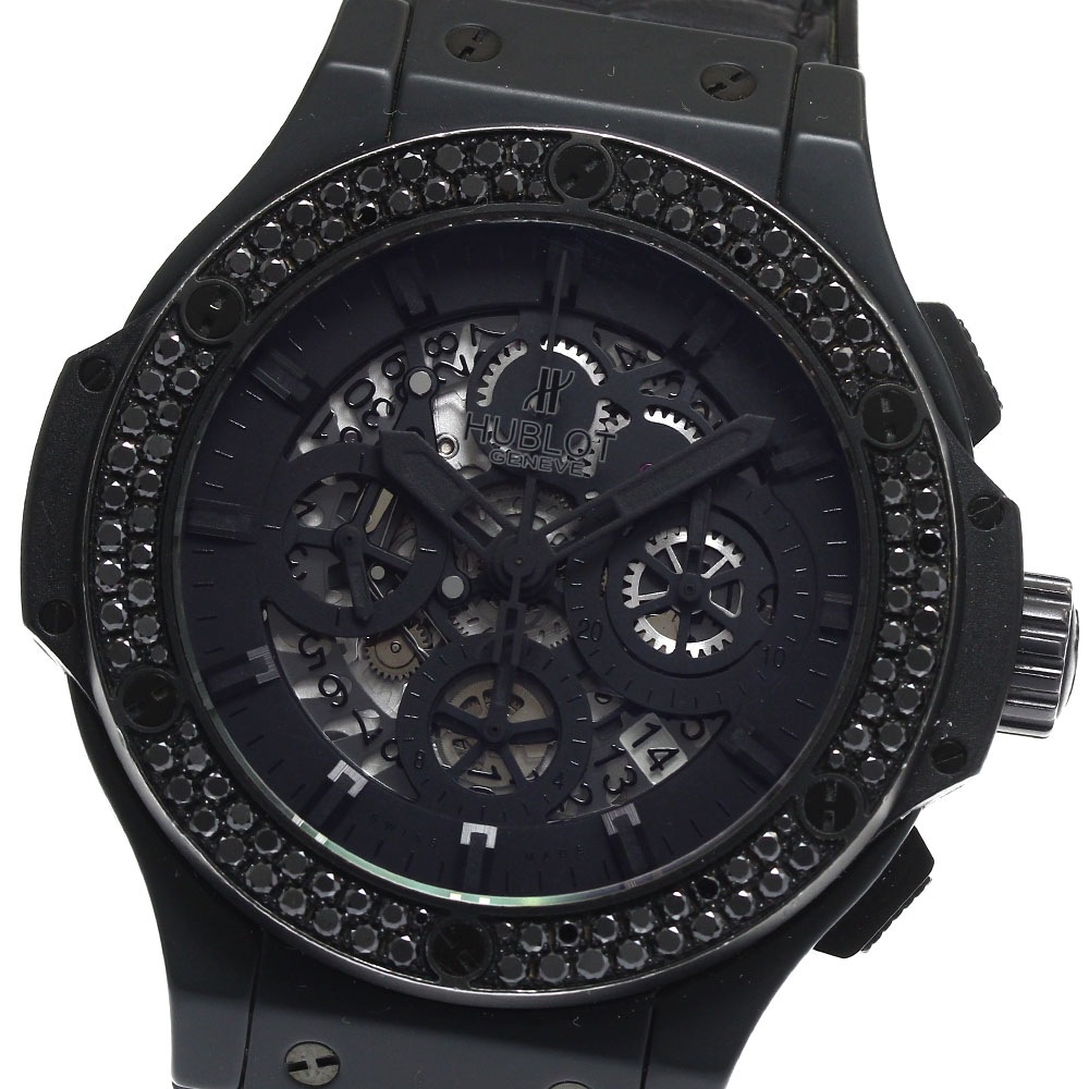 ウブロ HUBLOT 311.CI.1110.RX.1100 アエロバン オールブラック クロノグラフ ブラックダイヤベゼル 自動巻き メンズ 保証書付き_885058【中古】