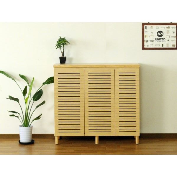 シューズキャビネット（ナチュラル） 幅約110cm [完成品］