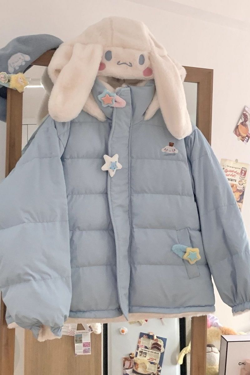 のかわいい柔らかい妹の玉桂犬は両面に厚い起爆綿服ミンク毛学院風綿服コートを着ている女性