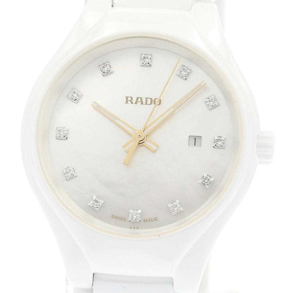 ラドー RADO R27061902/111.0061.3 トゥルー 12Pダイヤ デイト クォーツ レディース 美品 _914704【中古】