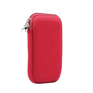 携帯電話用ジッパー付きネオプレンバッグ ユニバーサルショルダーストラップ 耐衝撃ポケット iPhone Samsung Xiaomi Huawei Honor (M) 5.5-6.1 Inch red
