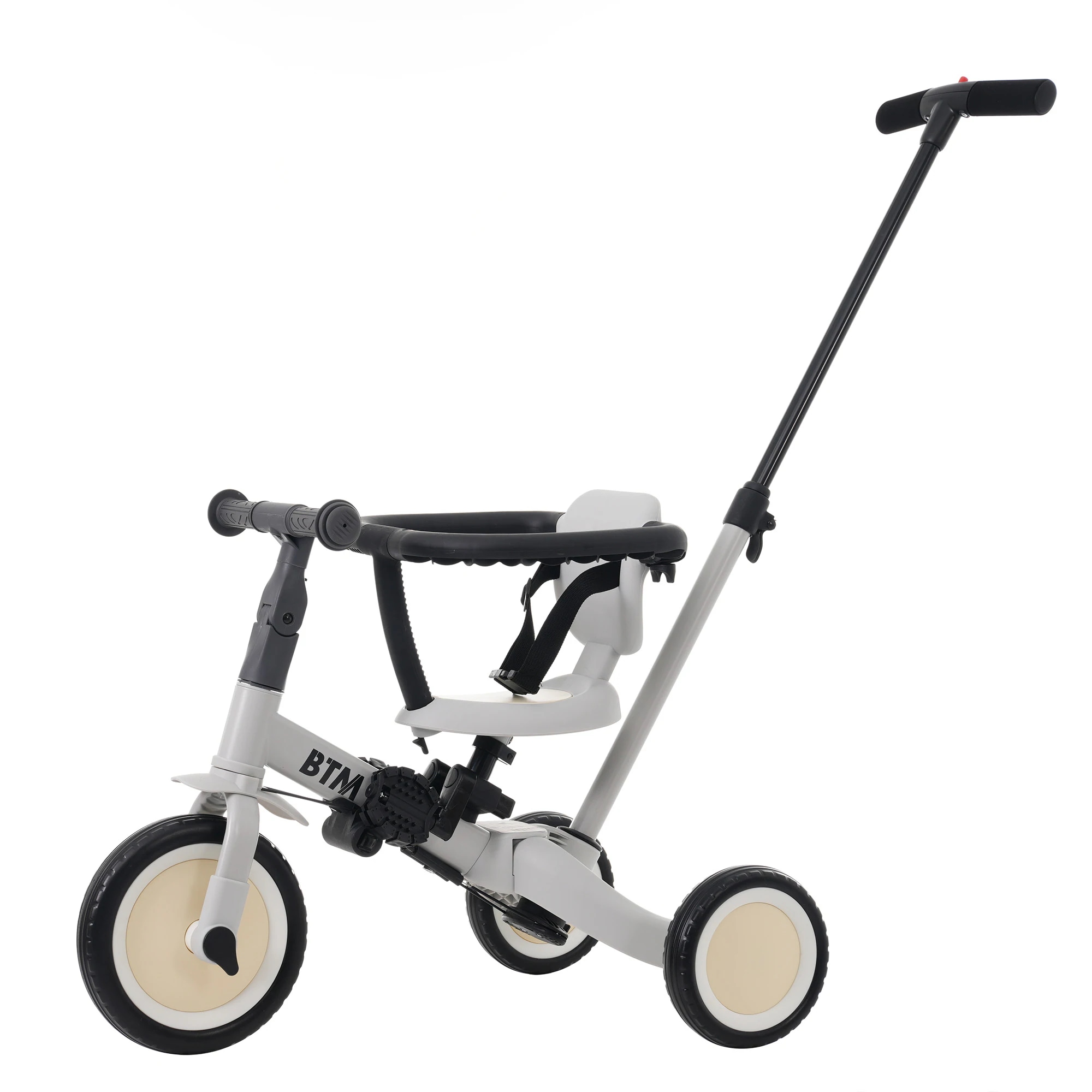 【MS295471 NEW COLOR:アイスクリム】子供用三輪車 4in1 自転車 オリジナル 押し棒付き 安全バー付き キックボード