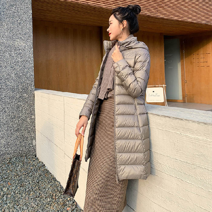 ダウンコート レディース コート ロング丈 薄手 フード付き コート ダウン ジャケット ロング丈 大きいサイズ 撥水 発熱 吸湿 無地 シンプル 秋冬 アウター コンパクト 軽い ダウンコート 暖か
