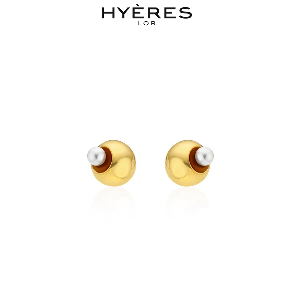 [HYERES LOR] Champagne Moon Full Moon Silver (Y) Pearl Ball Earrings