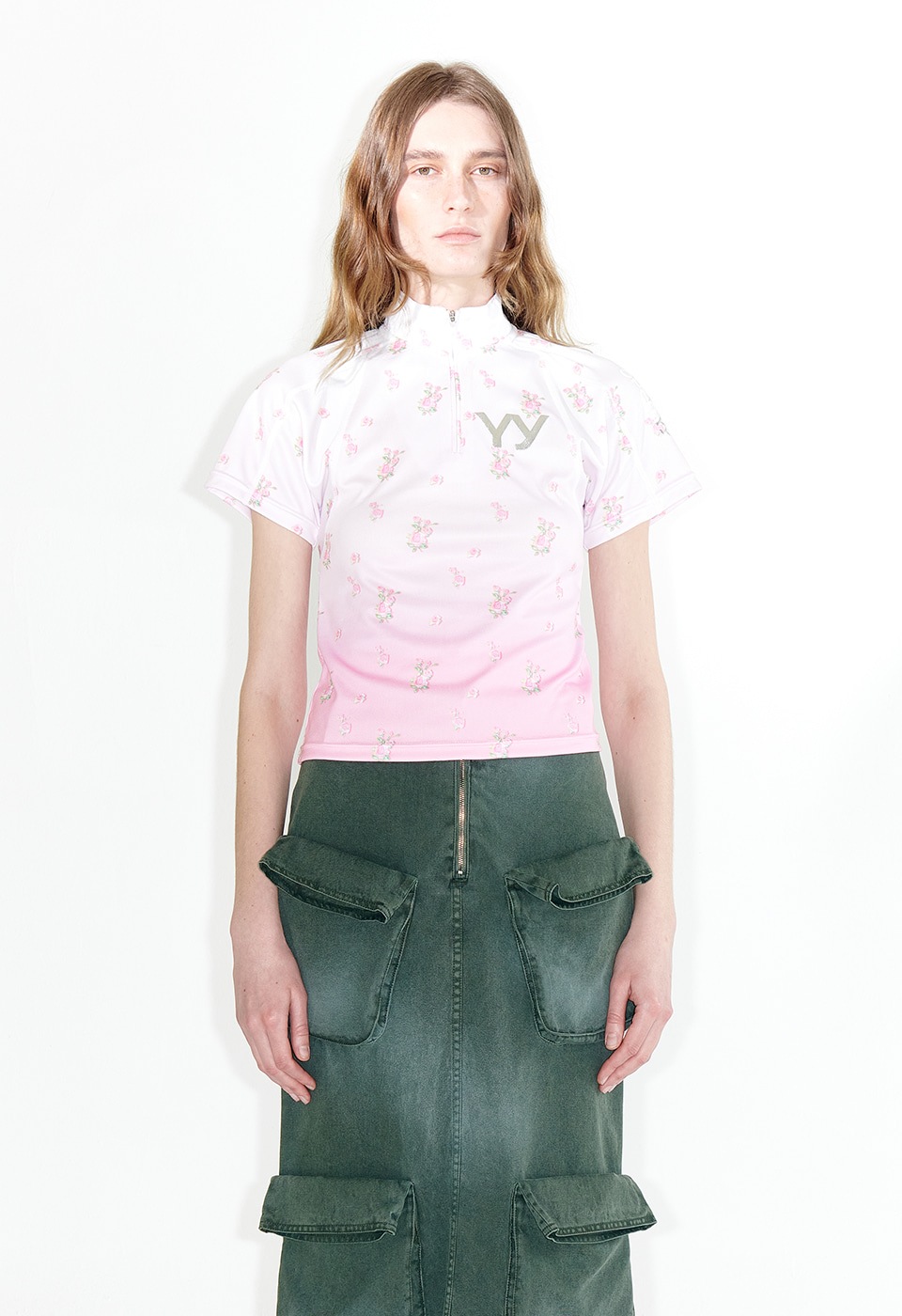 【OPEN Yy】 FLOWER CYCLING JERSEY TOP : PINK